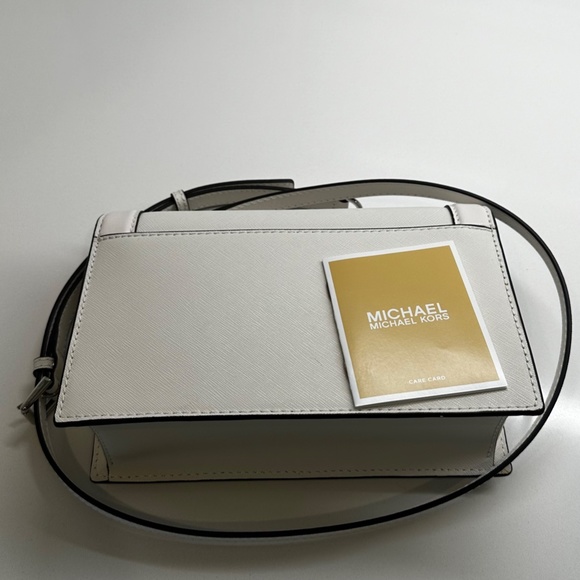 Michael Kors Jet Set Large Fulflap Chain Saffiano Leather Crossbody Bag White - Picture 4 of 9